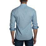 Keith Long Sleeve Button Up Shirt // Blue Stripes (M)