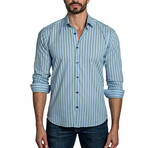 Keith Long Sleeve Button Up Shirt // Blue Stripes (M)