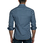 Kason Men's Long Sleeve Shirt // Dark Blue Check (S)