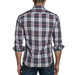 Kevin Long Sleeve Button Up Shirt // Navy + Red Check (2XL)