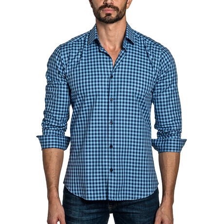 Nelson Men's Long Sleeve Shirt // Blue Gingham (S)