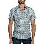 Vince Men's Short Sleeve Shirt // White + Blue Floral (S)