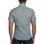 Vince Men's Short Sleeve Shirt // White + Blue Floral (S)