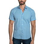 Stephen Long Sleeve Button Up Shirt // White + Blue (L)