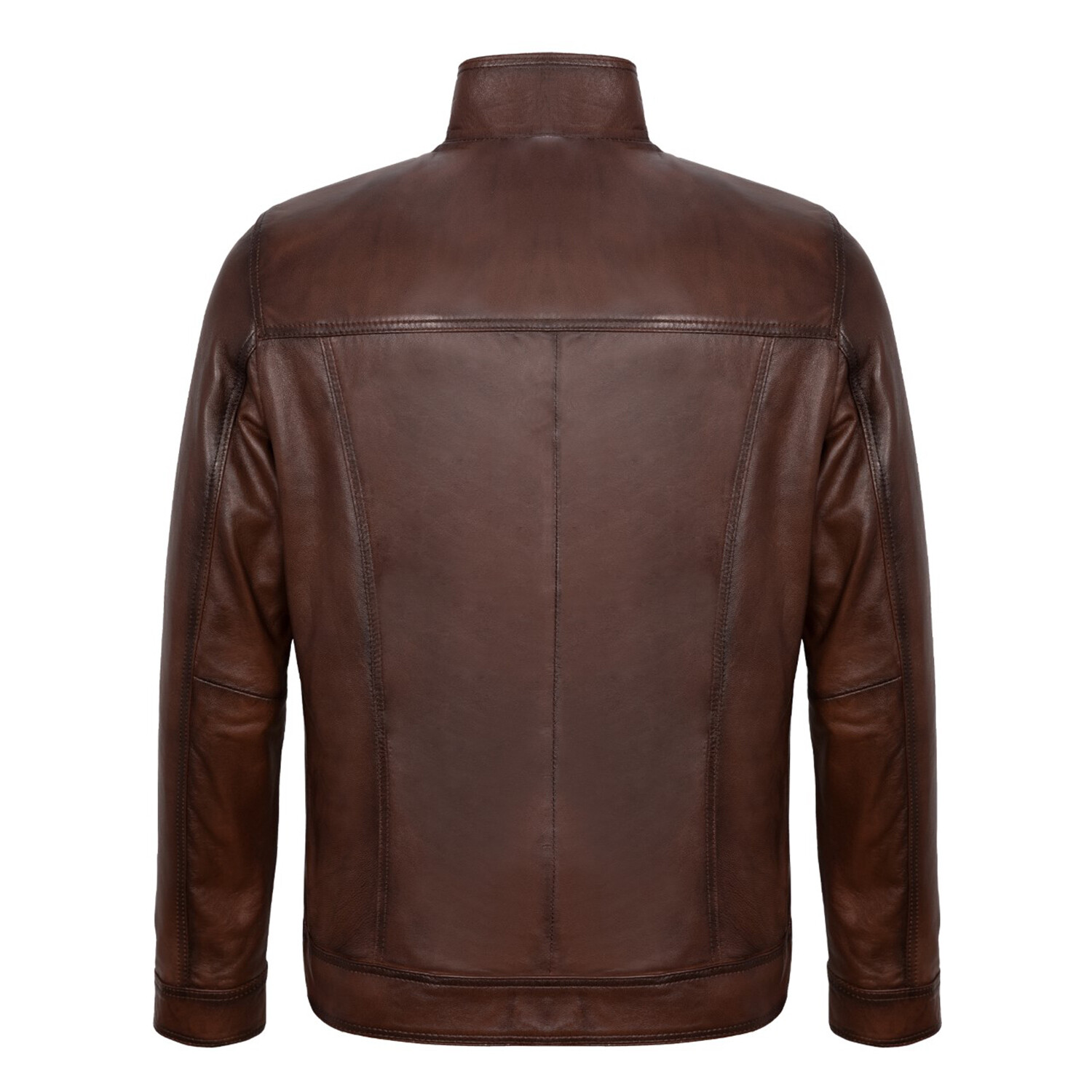 Utility Mock Neck Jacket // Chestnut (XL) - Paul Parker Leather Jackets ...