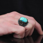 Genuine Turquoise Stone V1 // Silver + Blue (10.5)