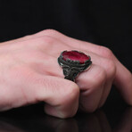 Genuine Ruby Stone V1 // Silver + Red (6.5)