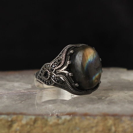 Genuine Labradorite Stone V2 // Silver + Multicolor (6.5)