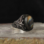 Genuine Labradorite Stone V2 // Silver + Multicolor (9.5)