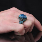 Genuine Azurite Stone V4 // Silver + Blue (7.5)