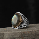 Genuine Labradorite Stone V1 // Silver + Multicolor (9.5)