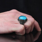 Paraiba Tourmaline Stone Men Silver Ring // Silver + Blue (7.5)