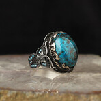 Genuine Azurite Stone V3 // Silver + Blue (10.5)