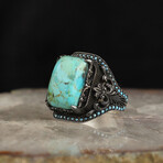 Genuine Turquoise Stone V1 // Silver + Blue (10)