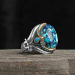 Genuine Azurite Stone V1 // Silver + Blue (8)