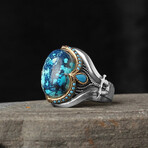 Genuine Azurite Stone V1 // Silver + Blue (8)