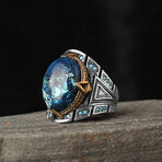 Genuine Azurite Stone V2 // Silver + Blue (9)