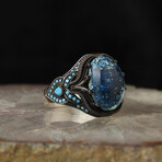 Genuine Azurite Stone V4 // Silver + Blue (10.5)