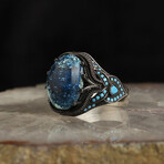 Genuine Azurite Stone V4 // Silver + Blue (10)