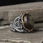 Genuine Labradorite Stone // Silver + Gray (8)