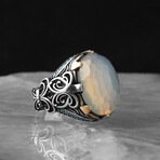 Genuine Moonstone Stone // Silver + White + Blue (7)