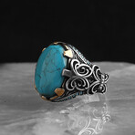 Genuine Turquoise Stone V2 // Silver + Blue (8)