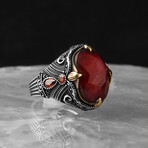 Genuine Ruby Stone V2 // Silver + Red (9.5)
