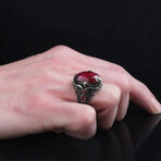 Genuine Ruby Stone V2 // Silver + Red (7.5)