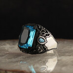 Aquamarine Stone V2 // Silver + Blue (9.5)