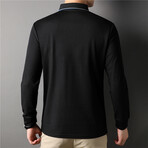 Melange Tipped Long Sleeve Polo Shirt // Black (2XL)