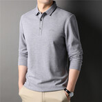 Heathered Long Sleeve Polo // Light Gray (M)