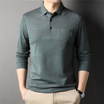 Half-There Stripes Log Sleeve Polo // Light Green (2XL)