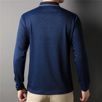 Melange Tipped Long Sleeve Polo Shirt // Royal Blue (2XL)