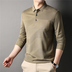 Half-There Stripes Log Sleeve Polo // Tan (3XL)