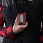 M1 Bifold Wallet // Whiskey Brown Leather + Slate Gray Chassis