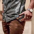 D01 Dapper Wallet // Whiskey Brown Leather + Satin Silver Chassis