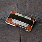 D01 Dapper Wallet // Whiskey Brown Leather + Satin Silver Chassis