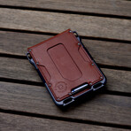 M1 Bifold Wallet // Whiskey Brown Leather + Slate Gray Chassis