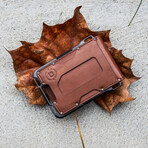 M1 Bifold Wallet // Whiskey Brown Leather + Slate Gray Chassis