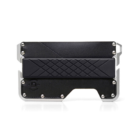 D01 Dapper Wallet // Jet Black Leather + Satin Silver Chassis