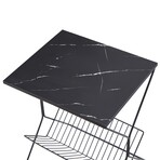 Maggy Black Frame Black Faux Marble Table with Magazine Holder