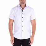 Solid Short Sleeve Button Up Shirt // White (XL)