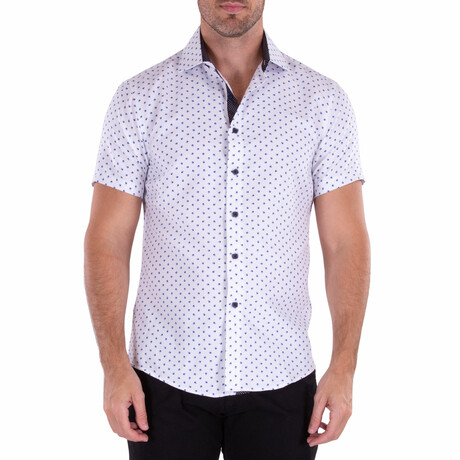 Ellipse Pattern Short Sleeve Button Up Shirt // White (XS)