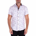 Paint Pattern Short Sleeve Button Up Shirt // White (L)