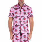 Island Time Short Sleeve Button Up Shirt // Pink (XS)