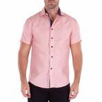 Ellipse Pattern Short Sleeve Button Up Shirt // Pink (S)