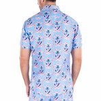 Lei It On Me Short Sleeve Button Up Shirt // Blue (XS)