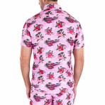 Island Time Short Sleeve Button Up Shirt // Pink (M)