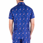 Poseidons Heart Short Sleeve Button Up Shirt // Navy (3XL)