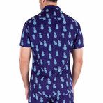 Party Like A Pineapple Short Sleeve Button Up Shirt // Navy (XS)